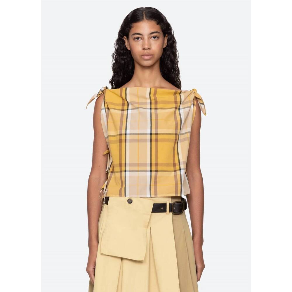 NEW SEA copeland plaid top in yellow